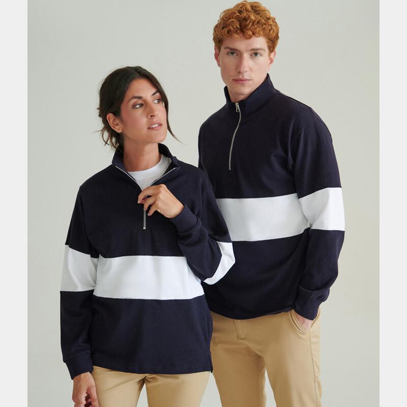 Front Row Panelled 1/4 Zip Neck Top Thumbnail